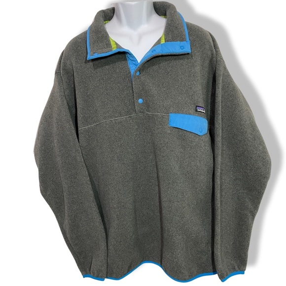 Patagonia Synchilla Snap T Fleece Lightweight Pullover Sweater Gray Blue Green - Picture 3 of 9
